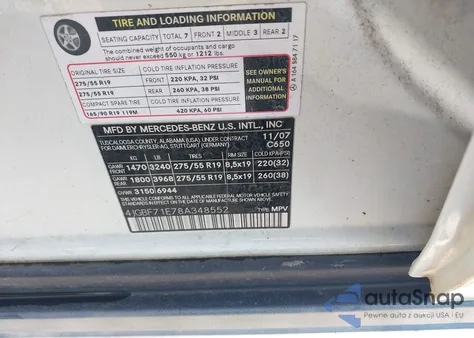 2008 Mercedes-Benz Gl 450 4Matic z USA, uszkodzony, nr VIN 4JGBF71E78A348552